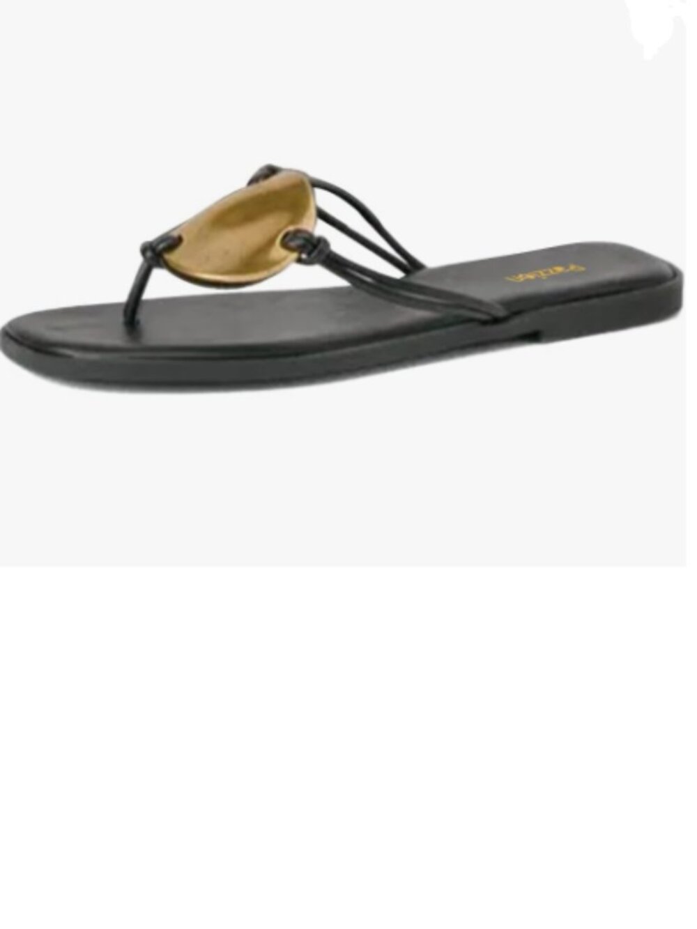 Pazzion Black Comfortable Open Square Toe Flip Flop Sandals Slip On Thong Straps